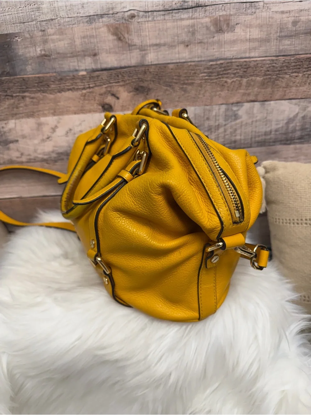 Michael Kors Yellow Leather Satchel Handbag